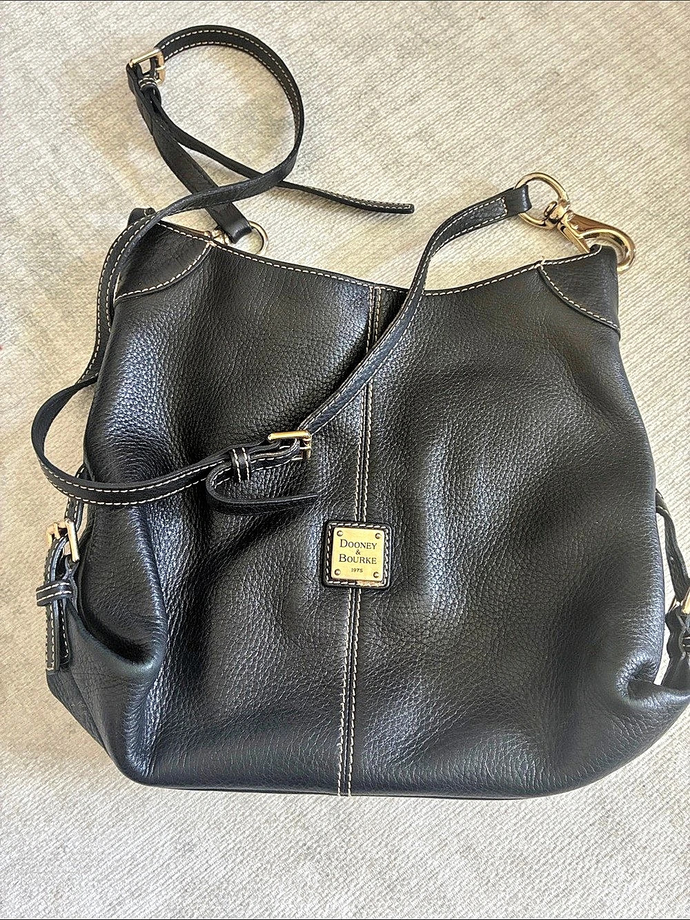 Dooney & Bourke Pebble Grain Hobo Black Leather Shoulder Bag